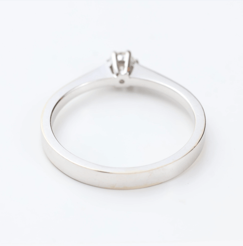 Bague 55 Bague solitaire en or blanc 18k, diamant naturel de 0,12 ct 58 Facettes 130022