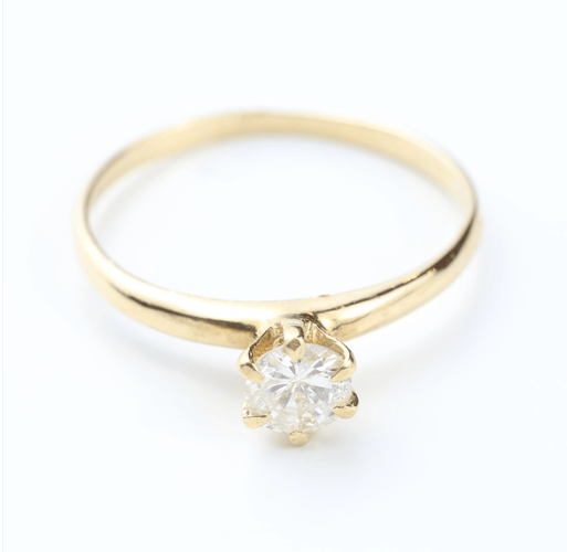 Bague 56 Bague solitaire en or jaune 18k avec diamant naturel de 0,41 ct 58 Facettes 130017