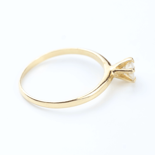 Bague 56 Bague solitaire en or jaune 18k avec diamant naturel de 0,41 ct 58 Facettes 130017