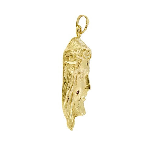 Pendentif Pendentif visage du Christ en or jaune 18 ct, rubis et diamants 58 Facettes 40105