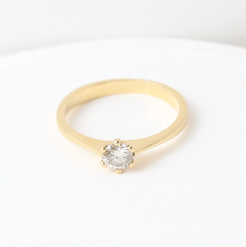 Bague 51 Bague solitaire en or jaune 18k avec diamant de 0,28 ct 58 Facettes 129540E