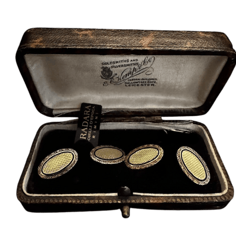 Boutons de manchette Boutons de manchette ovales en or jaune 18k et émail bleu 58 Facettes GEM51PT