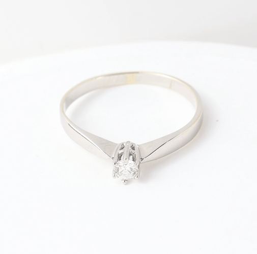 Bague 51 Bague solitaire en or blanc 18k avec diamant naturel de 0,10 ct 58 Facettes 129540D