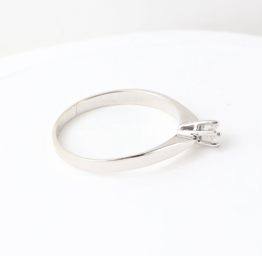 Bague 51 Bague solitaire en or blanc 18k avec diamant naturel de 0,10 ct 58 Facettes 129540D
