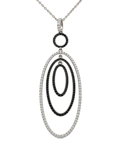 Collier Chaîne et pendentif en or blanc 18 carats, diamants blancs et noirs 58 Facettes 91085-91065