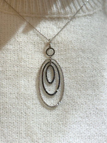 Collier Chaîne et pendentif en or blanc 18 carats, diamants blancs et noirs 58 Facettes 91085-91065