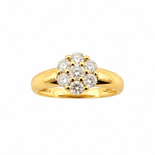 Bague 55 Bague marguerite ancienne en or jaune 18 carats avec diamants 58 Facettes Bague Marguerite Ancienne en Or Jaune 18 Carats et Diamants
