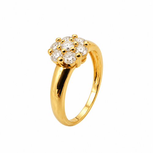 Bague 55 Bague marguerite ancienne en or jaune 18 carats avec diamants 58 Facettes Bague Marguerite Ancienne en Or Jaune 18 Carats et Diamants