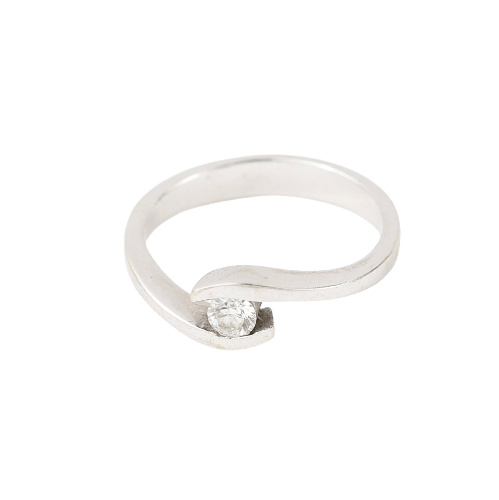 Bague 52 Bague solitaire en or blanc 18 carats avec diamant naturel de 0,16 ct 58 Facettes 138317C