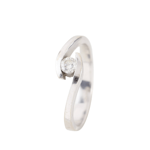Bague 52 Bague solitaire en or blanc 18 carats avec diamant naturel de 0,16 ct 58 Facettes 138317C