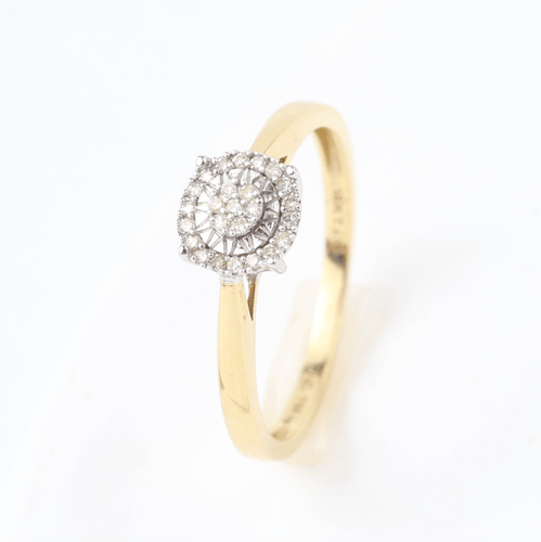 Bague 57 Bague rosace de diamants en or bicolore 18k 58 Facettes 129605A