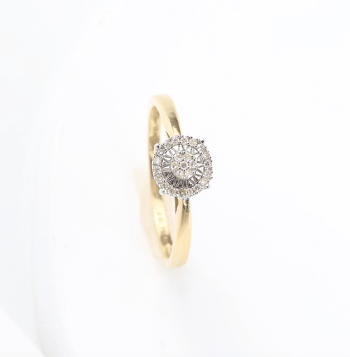 Bague 57 Bague rosace de diamants en or bicolore 18k 58 Facettes 129605A