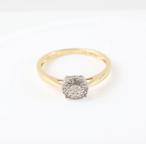Bague 57 Bague rosace de diamants en or bicolore 18k 58 Facettes 129605A