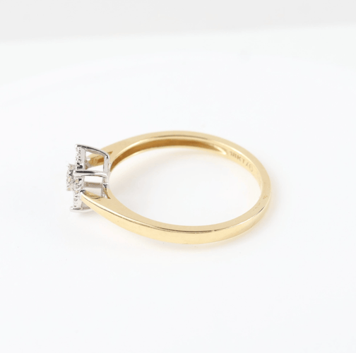 Bague 57 Bague rosace de diamants en or bicolore 18k 58 Facettes 129605A