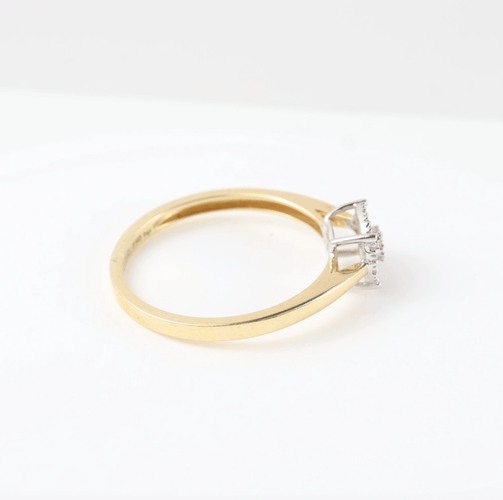 Bague 57 Bague rosace de diamants en or bicolore 18k 58 Facettes 129605A