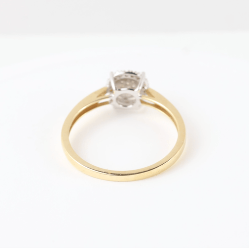 Bague 57 Bague rosace de diamants en or bicolore 18k 58 Facettes 129605A