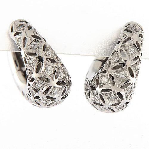 Boucles d'oreilles Orecchini en or blanc avec diamants taille brillant et huit-huit 58 Facettes G3775
