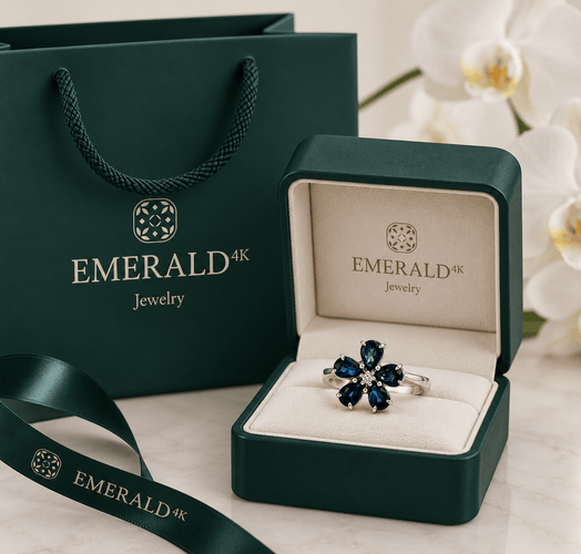 Bague 53 Bague florale en or blanc 750, saphirs et diamant 58 Facettes 50548