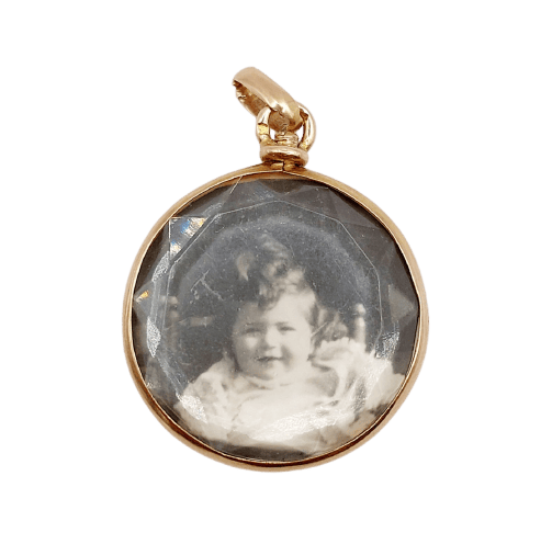 Pendentif Pendentif porte-photo en or rose 18k avec verres facettés, vers 1900 58 Facettes A07973