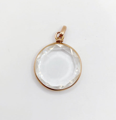Pendentif Pendentif porte-photo en or rose 18k avec verres facettés, vers 1900 58 Facettes A07973