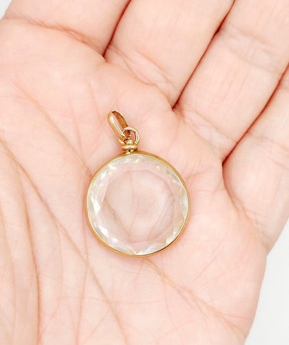 Pendentif Pendentif porte-photo en or rose 18k avec verres facettés, vers 1900 58 Facettes A07973