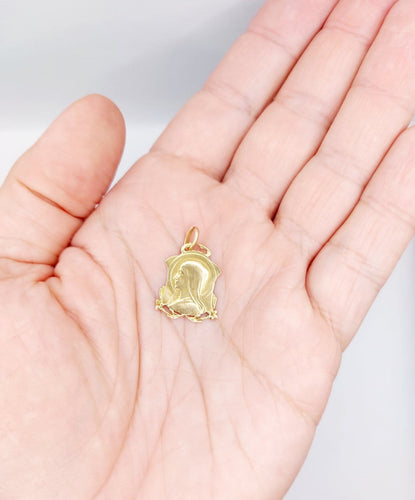 Pendentif Médaille Art déco en or rose 18k, Vierge Marie (vers 1919) 58 Facettes A07976