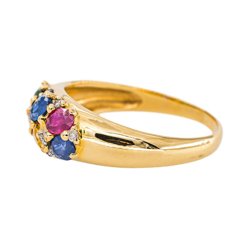 Bague 59 Bague cocktail en or jaune 750, saphirs et rubis 58 Facettes 5237251CN