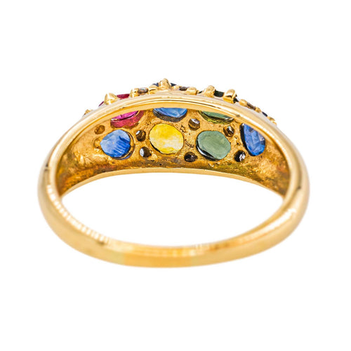 Bague 59 Bague cocktail en or jaune 750, saphirs et rubis 58 Facettes 5237251CN