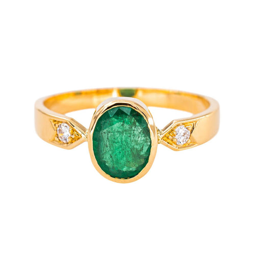 Bague 57 Bague en or jaune 750 (18 carats), émeraude et diamants 58 Facettes 5709151CN