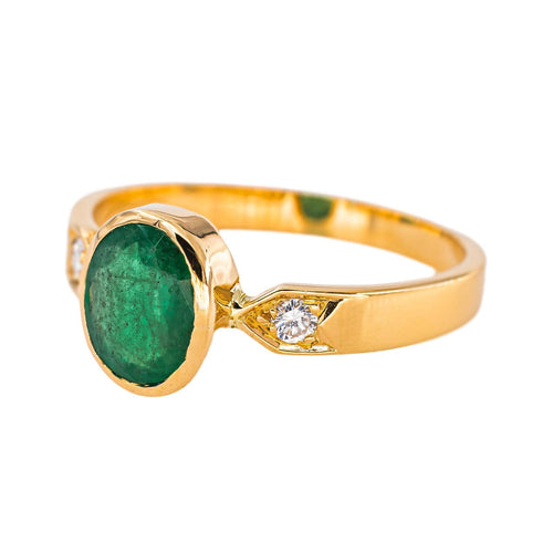Bague 57 Bague en or jaune 750 (18 carats), émeraude et diamants 58 Facettes 5709151CN
