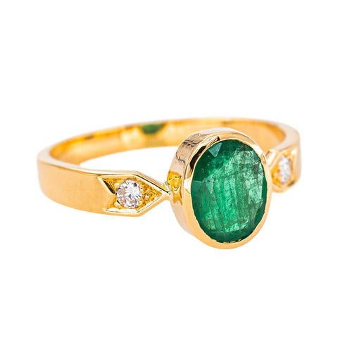 Bague 57 Bague en or jaune 750 (18 carats), émeraude et diamants 58 Facettes 5709151CN