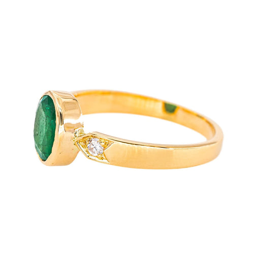Bague 57 Bague en or jaune 750 (18 carats), émeraude et diamants 58 Facettes 5709151CN