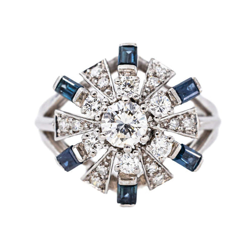 Bague 54 Bague en or blanc 18 carats avec diamant et saphirs 58 Facettes 5821195CN