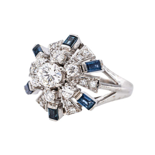 Bague 54 Bague en or blanc 18 carats avec diamant et saphirs 58 Facettes 5821195CN