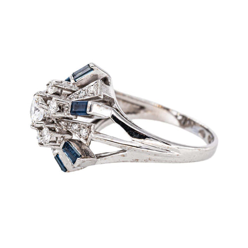 Bague 54 Bague en or blanc 18 carats avec diamant et saphirs 58 Facettes 5821195CN