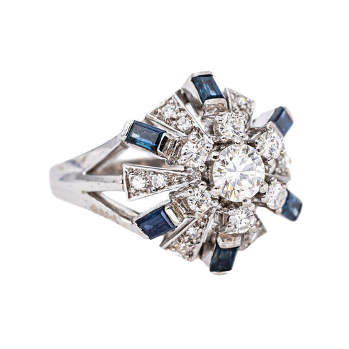Bague 54 Bague en or blanc 18 carats avec diamant et saphirs 58 Facettes 5821195CN