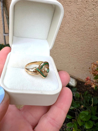 Bague 54.5 Bague en or jaune 18 carats, émeraudes et diamants 58 Facettes 441