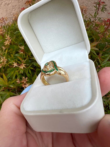 Bague 54.5 Bague en or jaune 18 carats, émeraudes et diamants 58 Facettes 441