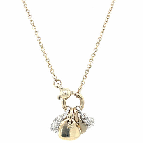 Collier Pomellato - Collier vintage en or jaune 18k, quatre cœurs et diamants pavés 58 Facettes