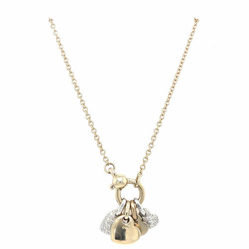 Collier Pomellato - Collier vintage en or jaune 18k, quatre cœurs et diamants pavés 58 Facettes