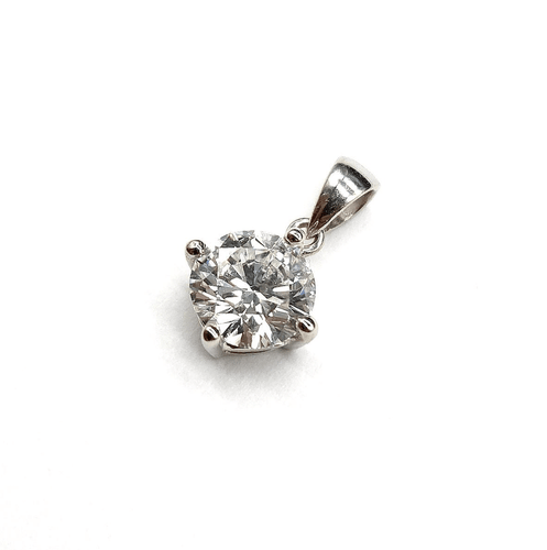 Pendentif Pendentif en or blanc 18k avec diamant naturel de 1,02 ct 58 Facettes BOR/260356