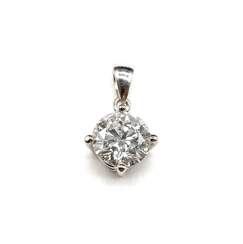 Pendentif Pendentif en or blanc 18k avec diamant naturel de 1,02 ct 58 Facettes BOR/260356