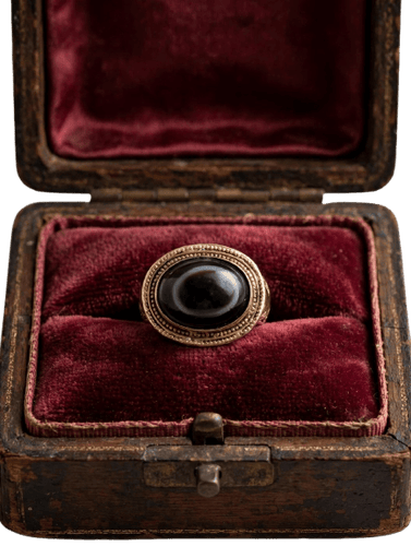 Bague 52 Bague vintage Œil tibétain en or 18 kt avec agate noire 58 Facettes 610/26 A SHD