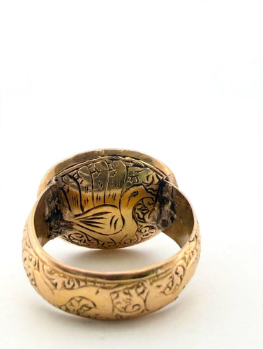 Bague 52 Bague vintage Œil tibétain en or 18 kt avec agate noire 58 Facettes 610/26 A SHD