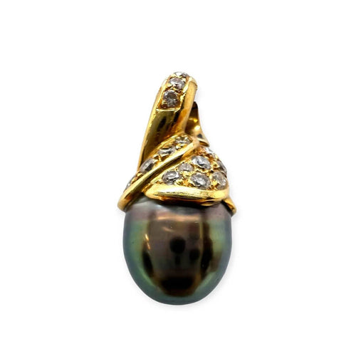 Pendentif Pendentif ouvrant en or jaune 750, perle de Tahiti et diamants 58 Facettes 330104392