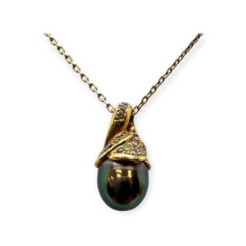 Pendentif Pendentif ouvrant en or jaune 750, perle de Tahiti et diamants 58 Facettes 330104392
