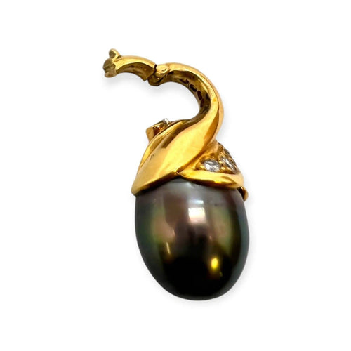 Pendentif Pendentif ouvrant en or jaune 750, perle de Tahiti et diamants 58 Facettes 330104392