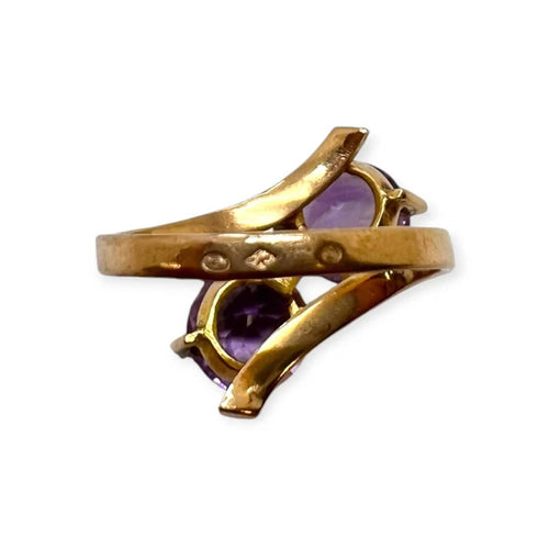 Bague 55 Bague toi et moi en or jaune 750 avec deux améthystes 58 Facettes 330102397