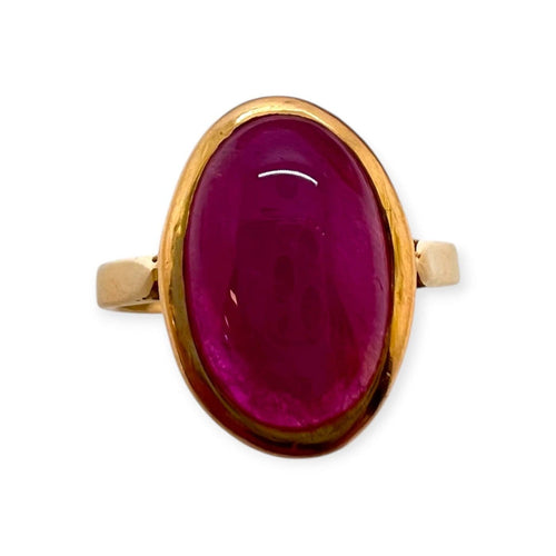 Bague 55 Bague en or jaune 750/1000 avec cabochon rose 58 Facettes 330102403