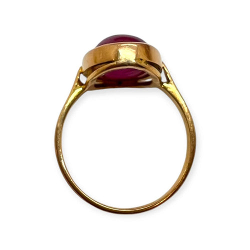 Bague 55 Bague en or jaune 750/1000 avec cabochon rose 58 Facettes 330102403